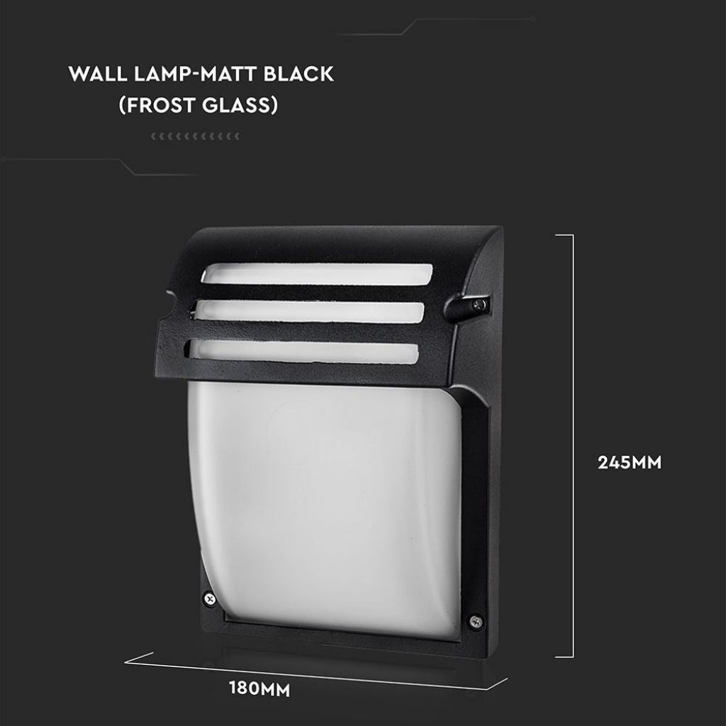 V-TAC Lampada LED da Muro 1XE27 Colore Nero Vetro Satinato IP44 V-TAC Lampada LED da Muro 1XE27 Colore Nero Vetro Satinato IP44